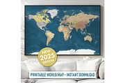 Vector World Map - Large&Detailed, a Decorative Illustration by PorcuPen Works (Thumbnail 6 of 7)