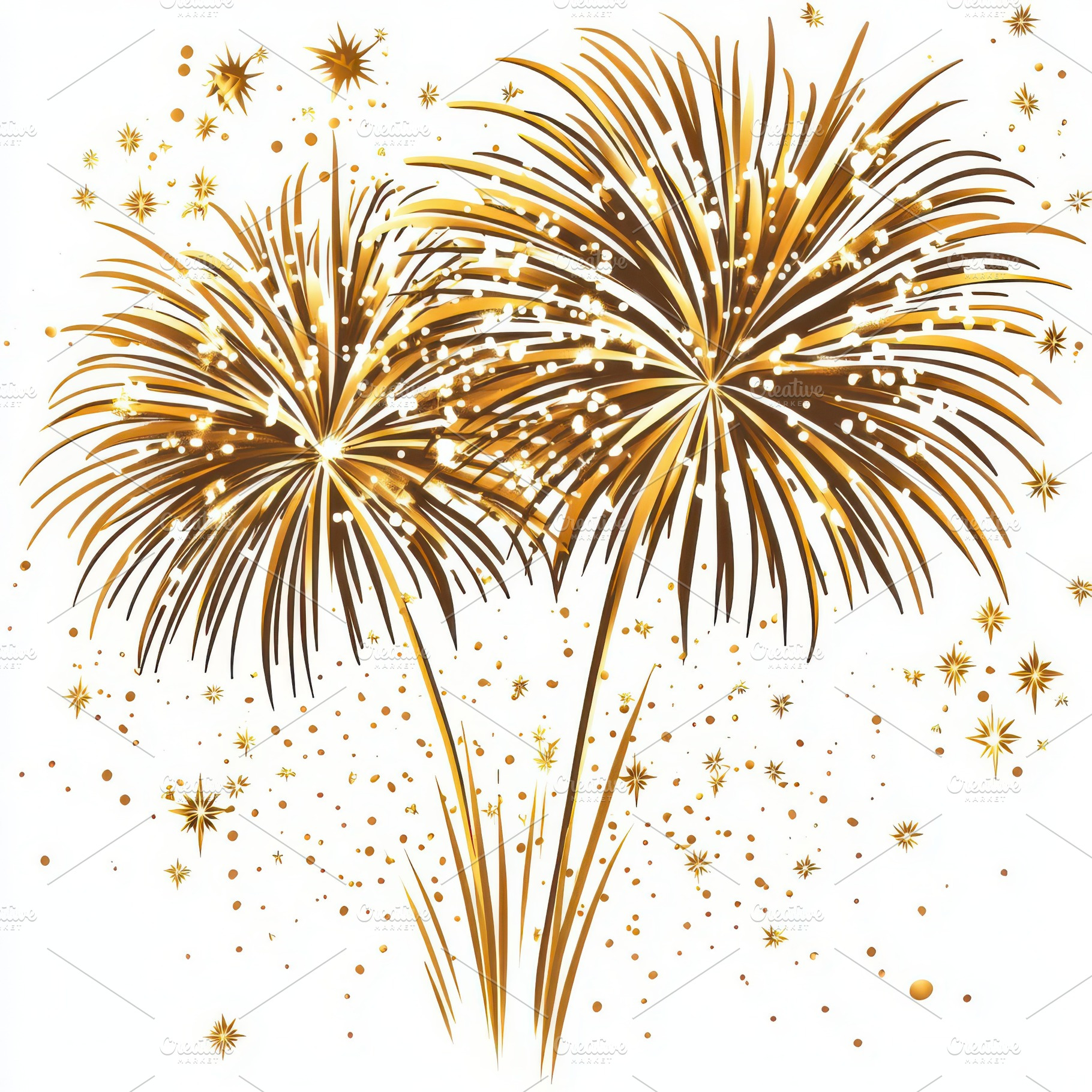 Golden Fireworks Celebration Burst S, an Abstract Photo by Pixeness Studio