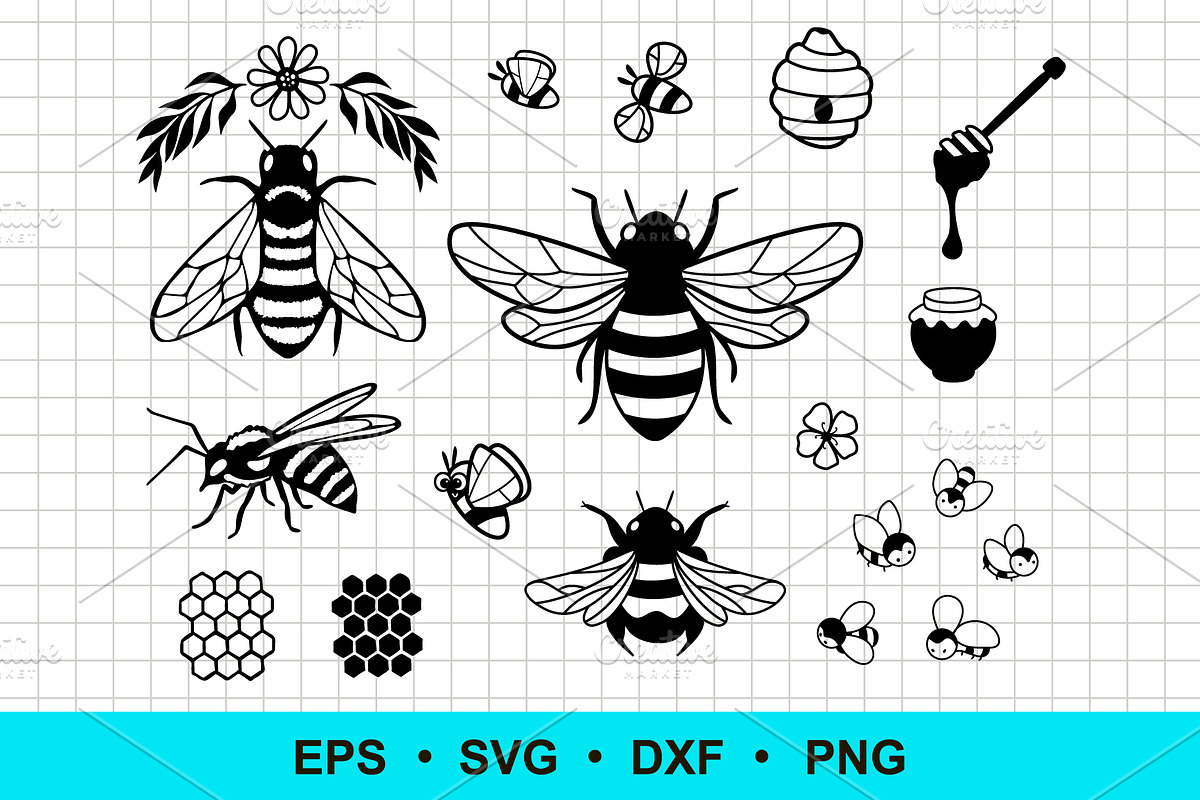 Bee and Honey Bundle Vector Clip Art, an Object Graphic by Elena Nesterova (Photo 1 of 2)