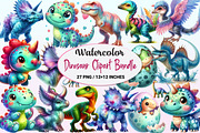 Watercolor Dinosaur Clipart, a Graphic by CitraGraphics (Thumbnail 1 of 4)