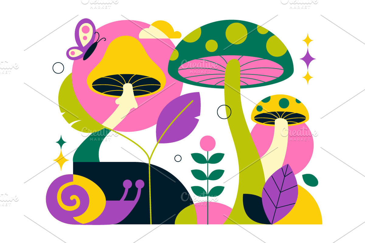 10 Mushrooms Vector Illustration, a Food Illustration by denayunebgt (Photo 3 of 4)
