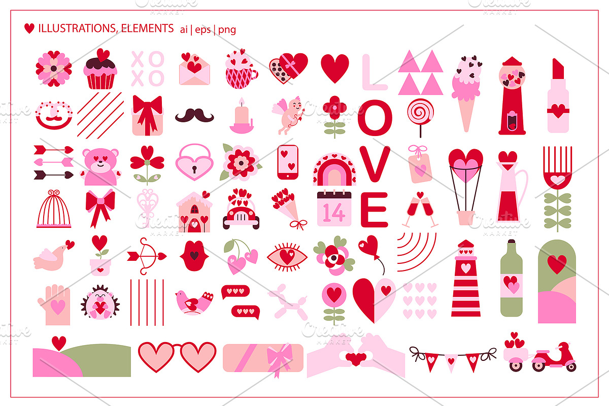 Happy Valentine's Abstract set, an Object Illustration by ArtPavo (Photo 9 of 9)