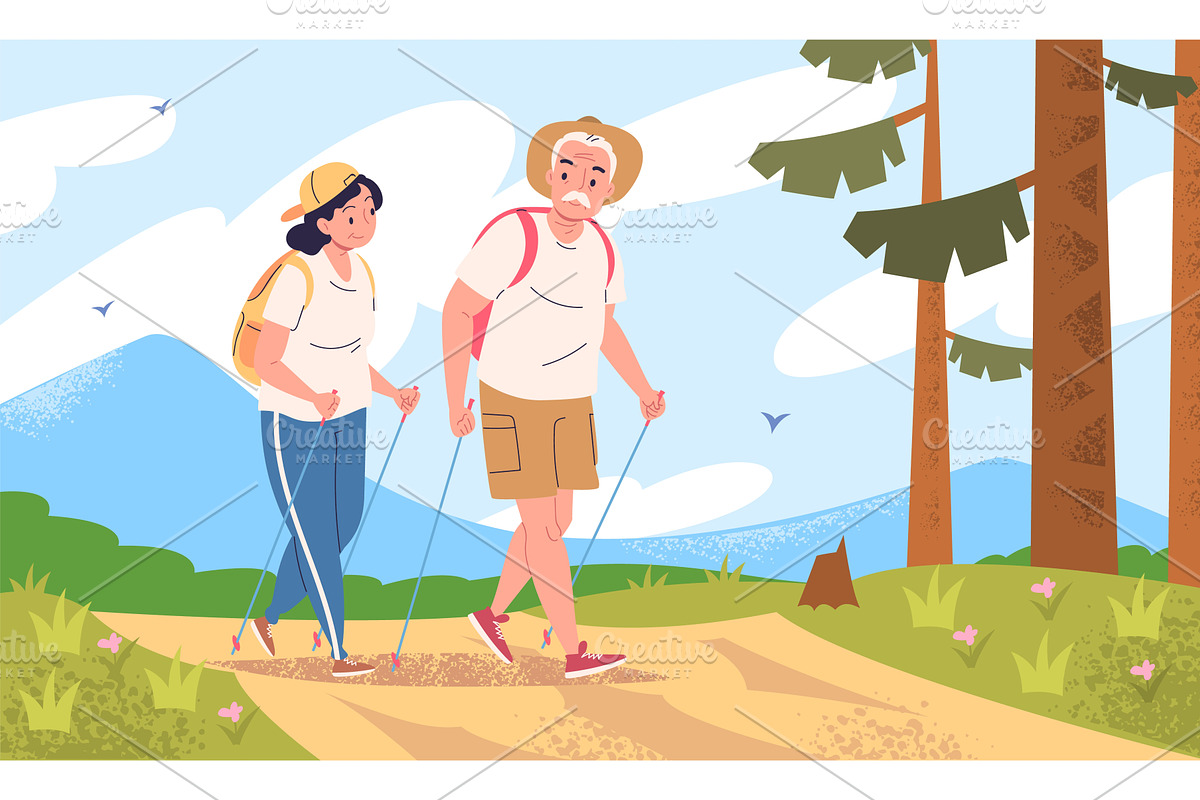Elderly couple hiking. Senior man, a Sport Illustration by Stock-Smart-Start