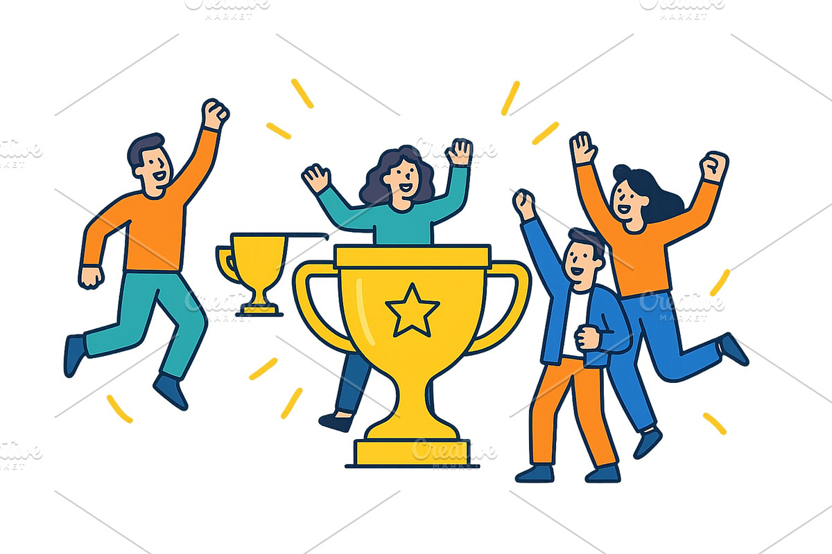 Celebrating victory with excitement, a Person Illustration by ZinetroN