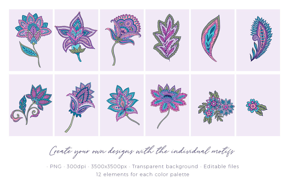 India, Ethnic floral prints, a Pattern Graphic by Laura Camoe (Photo 3 of 10)