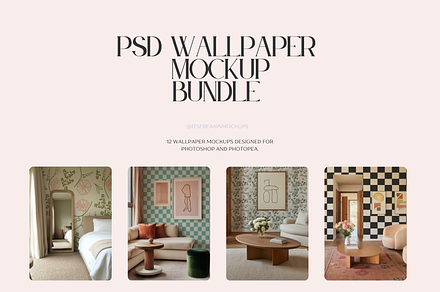 12 PSD Wallpaper Mockup Bundle, a Household Mockup by ItsFreakinMockups