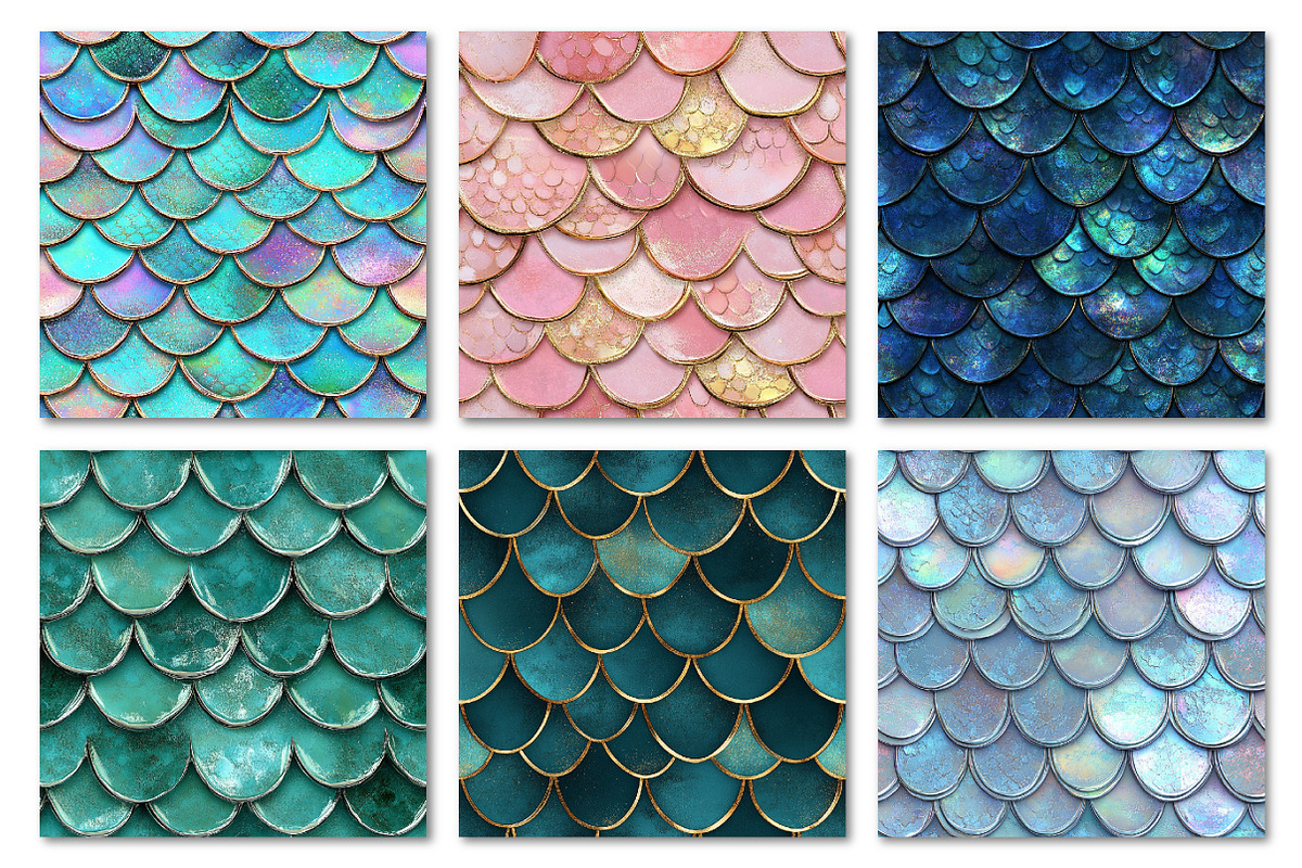 Shining Mermaid Scales Digital Paper, a Texture Graphic by Dream Creation (Photo 3 of 6)