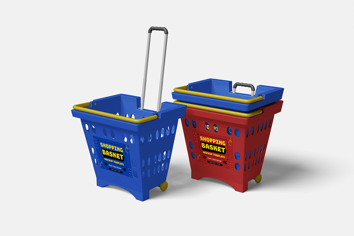 Shopping Basket Mockup Set, an Advertising Mockup by bimockup