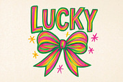 Festive Green And Gold Lucky Text, an Illustration by DreamPrint404 (Thumbnail 1 of 6)
