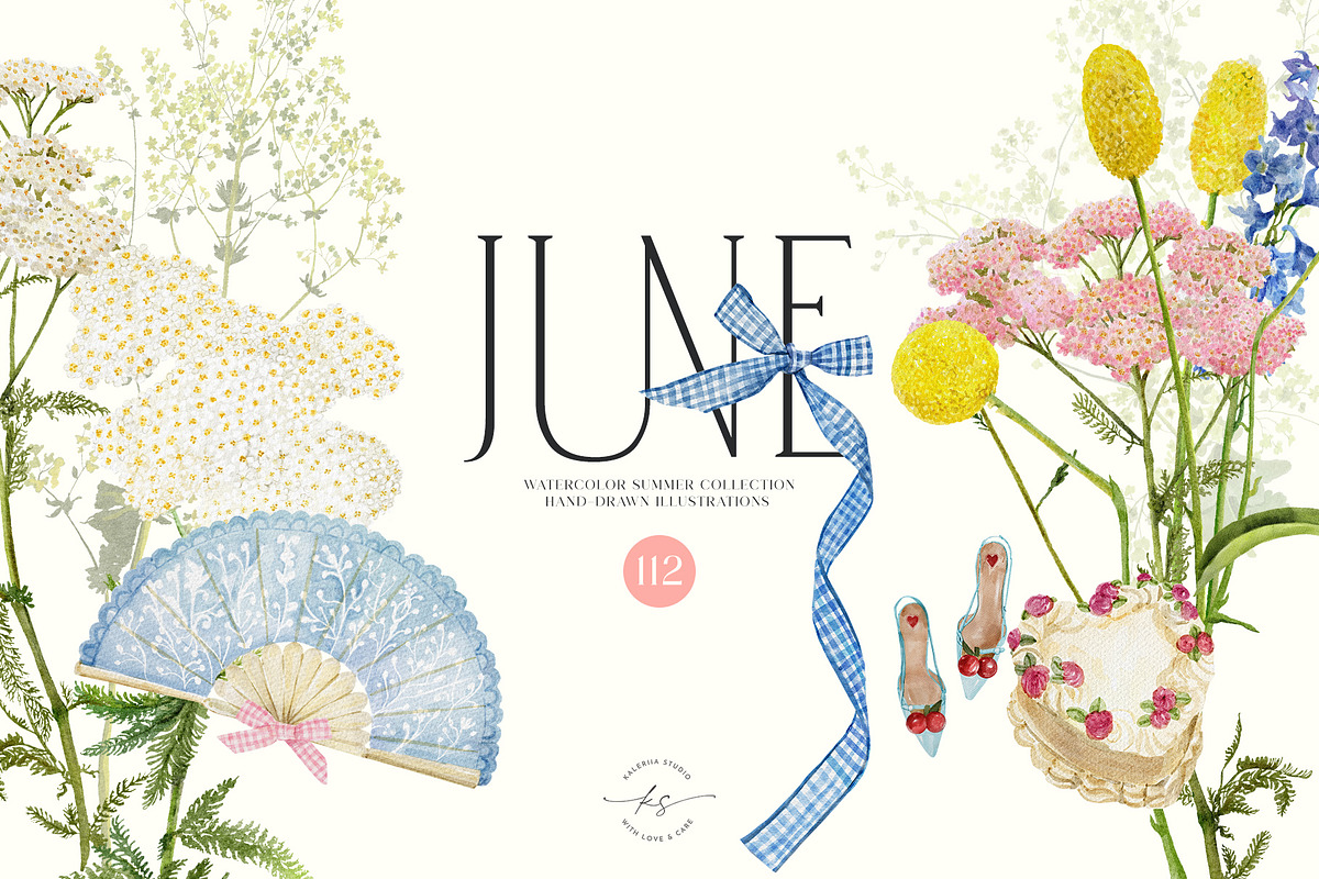JUNE Watercolor Summer Collection, a Decorative Illustration by Kaleriia (Photo 1 of 15)