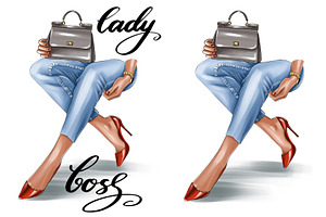 Lady Boss Clipart, Legs In Jeans Png