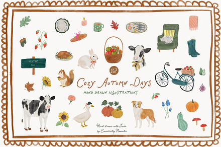 Cozy Autumn days Cottagecore Clipart