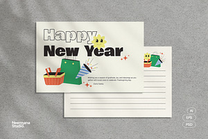 Playful New Year Greeting Card, a Card Template by Neermana