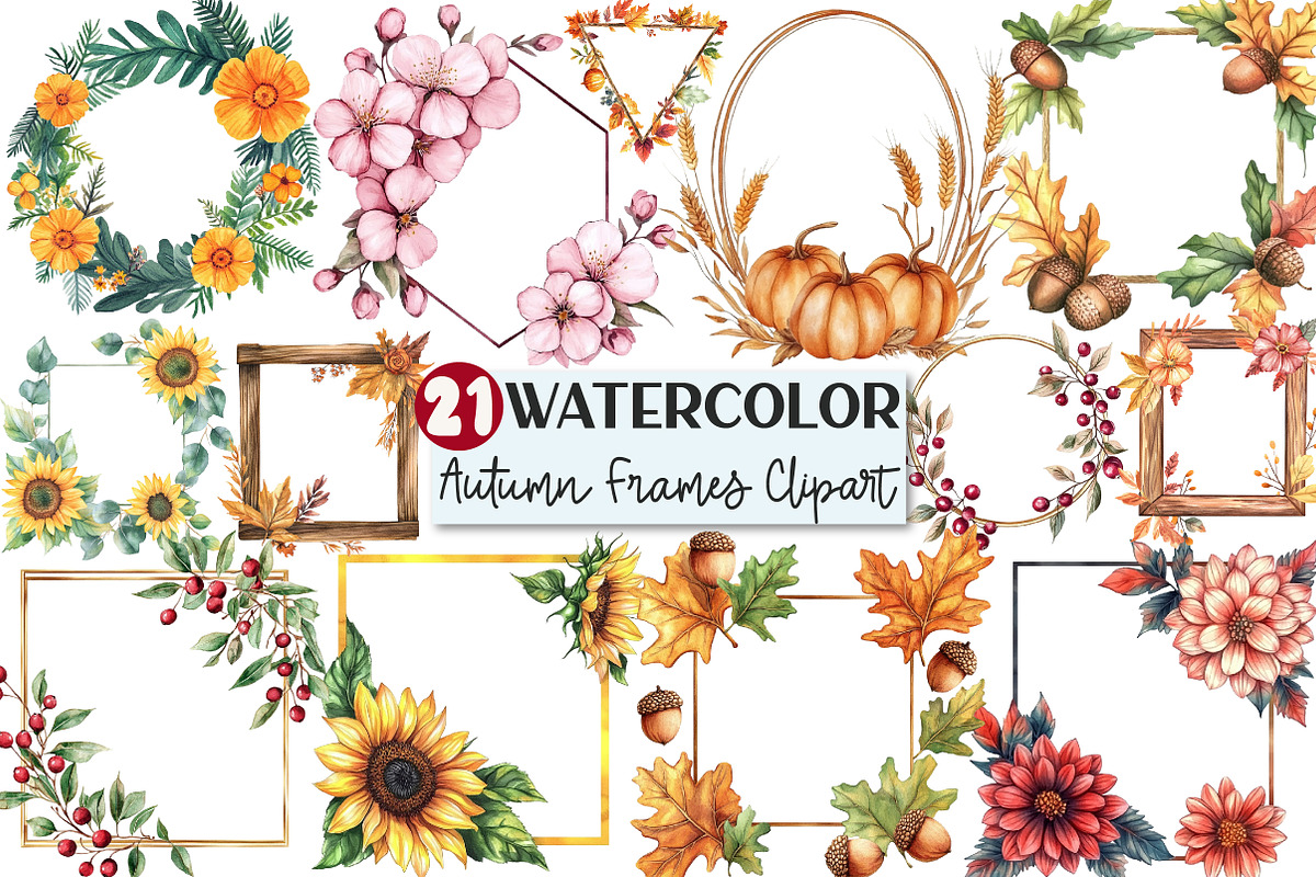 Floral Autumn Frames Clipart, an Illustration by Rose Art (Photo 1 of 4)