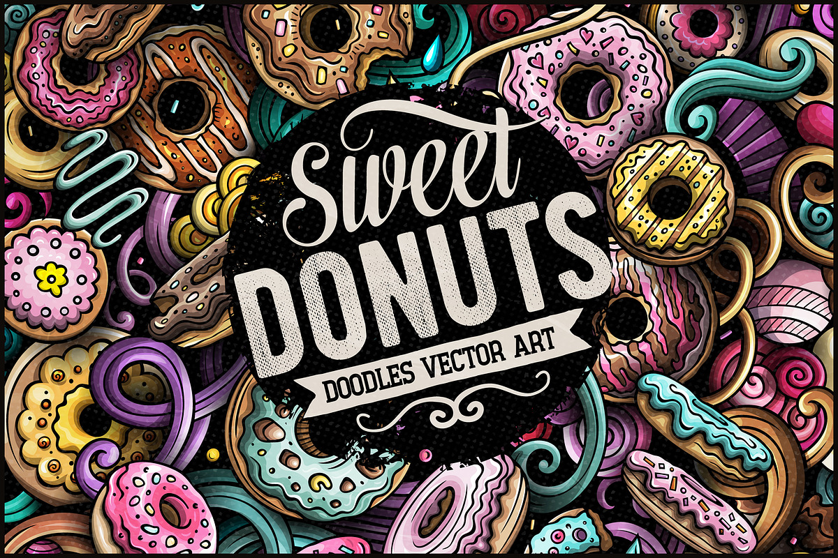 Donuts Vector Doodle Illustration, a Decorative Illustration by BALABOLKA (Photo 1 of 3)