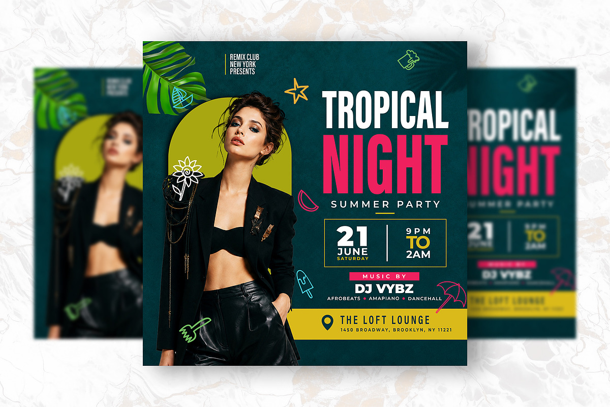 Tropical Night PSD Template Flyer, a Flyer Template by Shajib Shikder (Photo 2 of 2)