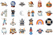 Groovy Retro Halloween Clipart, an Illustration by DreamPrint404 (Thumbnail 3 of 5)