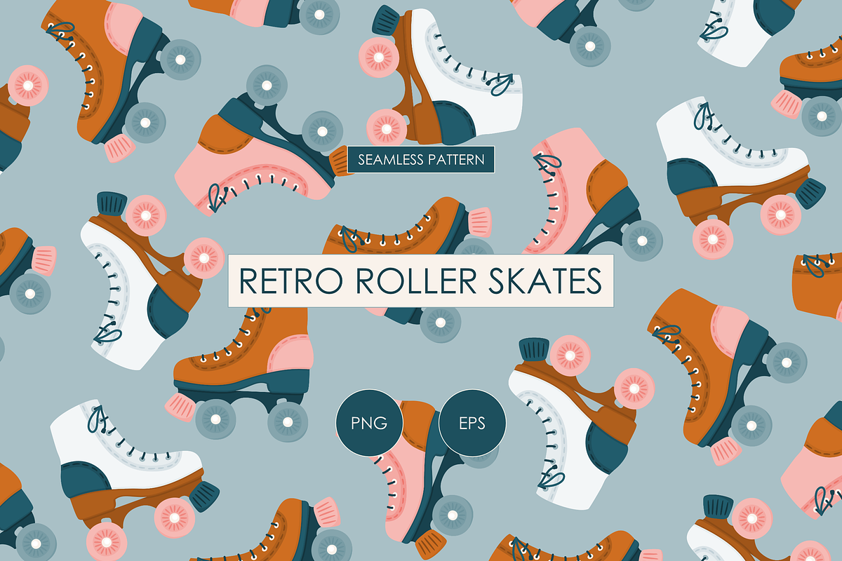 Retro Roller Skates Seamless Pattern, a Pattern Graphic by HonestiesPrintS (Photo 1 of 4)