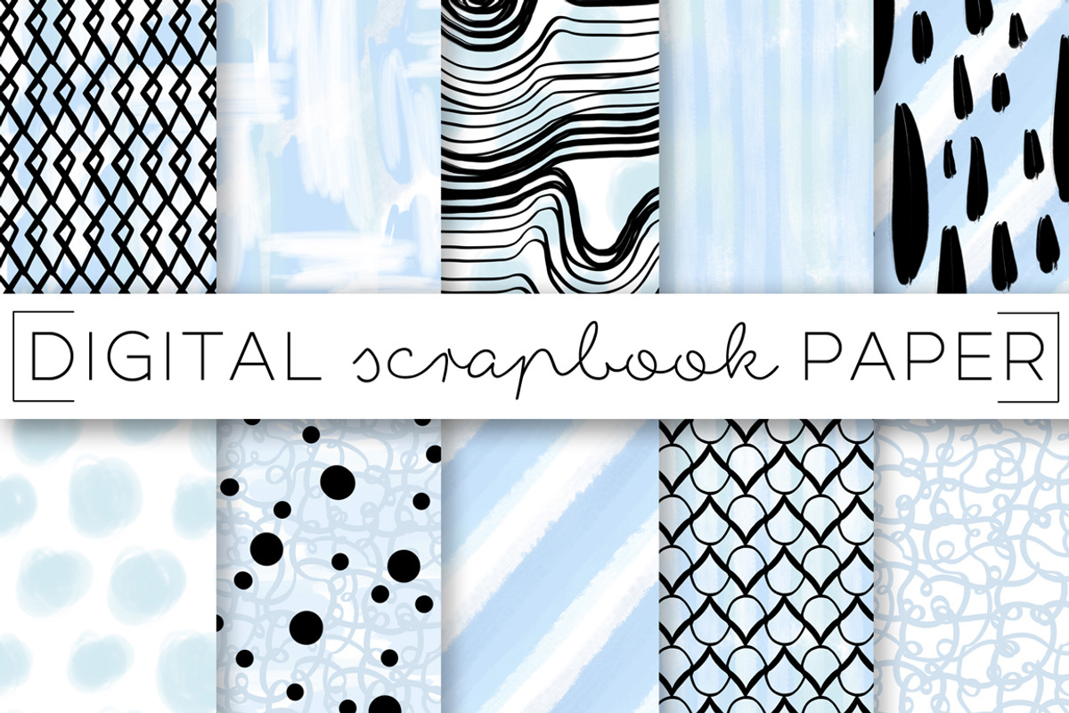 Powder Blue Abstract Digital Paper, a Pattern Graphic by TWG Designs