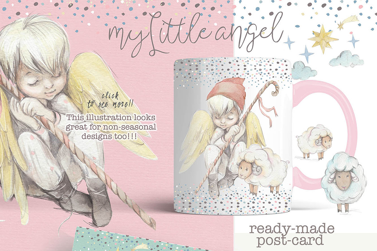 Christmas set Little angel, an Illustration by Alisa Mikibith Art (Photo 3 of 8)