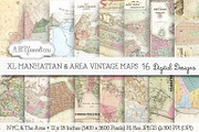 XL MANHATTAN & AREA VINTAGE MAPS, an Illustration by Artfanaticus (Thumbnail 1 of 4)