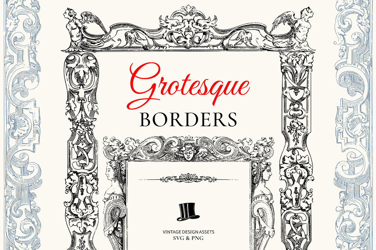 Grotesque Vintage Ornate Borders, a Decorative Illustration by Century Library (Photo 1 of 12)