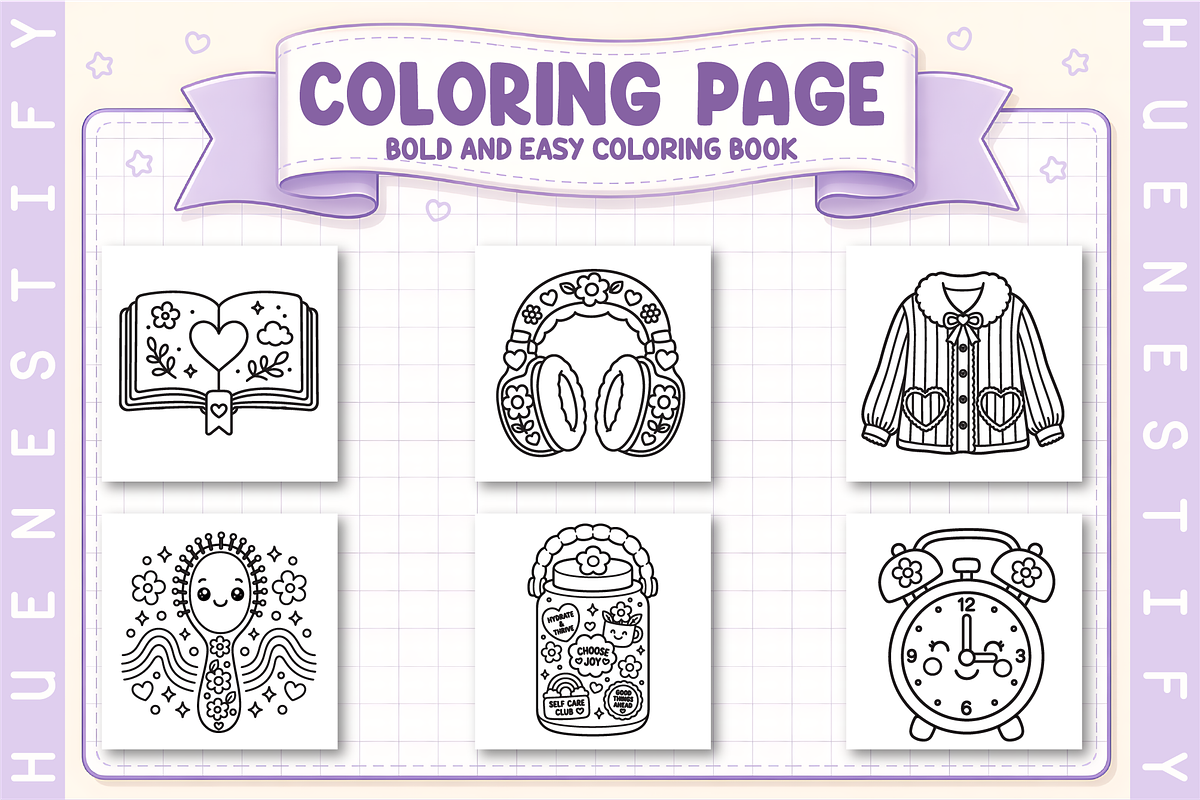 Girl Stress Relief Coloring Book, a Decorative Illustration by HueNestify (Photo 2 of 4)