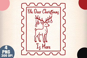 Christmas Deer Stamp PNG, an Illustration by Daily.Designs