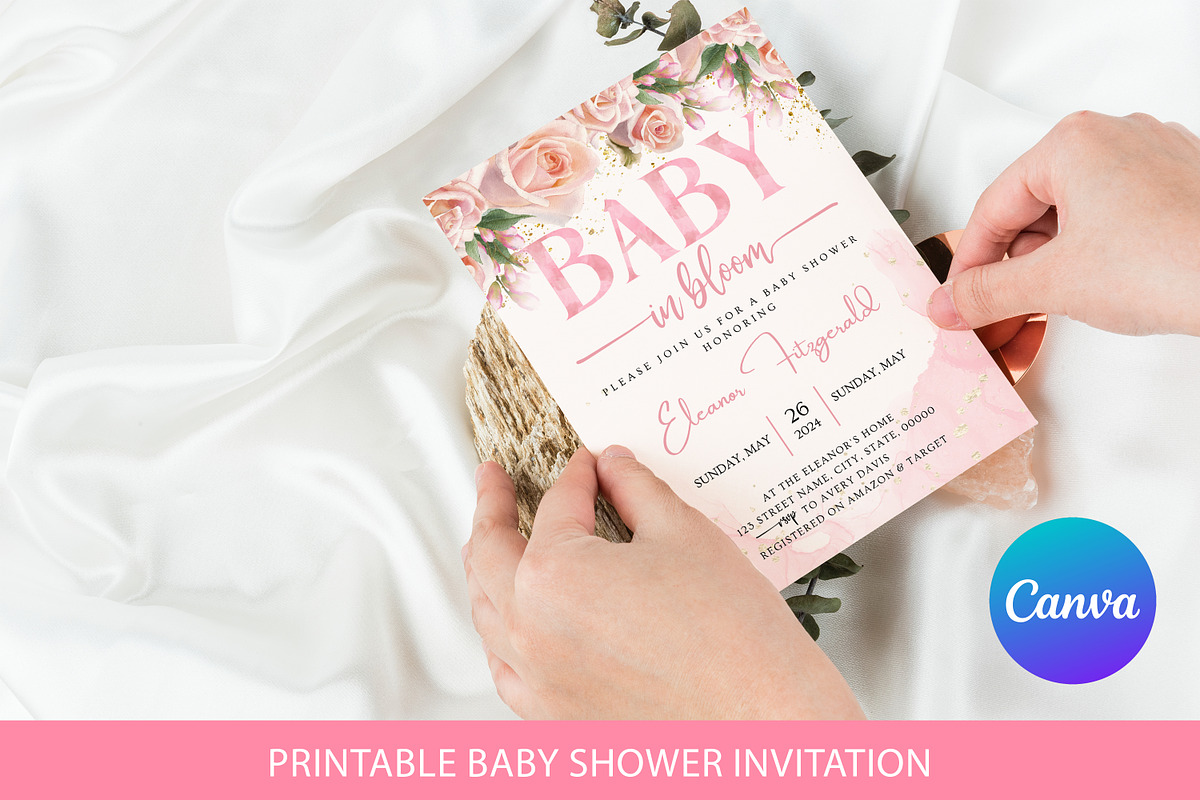 Baby in Bloom Baby Shower Template, an Invitation Template by SmmrDesign (Photo 3 of 7)