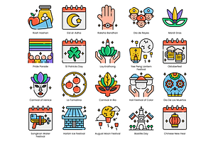 54 Festival And Holidays Icons Aes