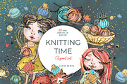Knitting Time clipart set, an Illustration by Scarlet Island (Thumbnail 1 of 4)