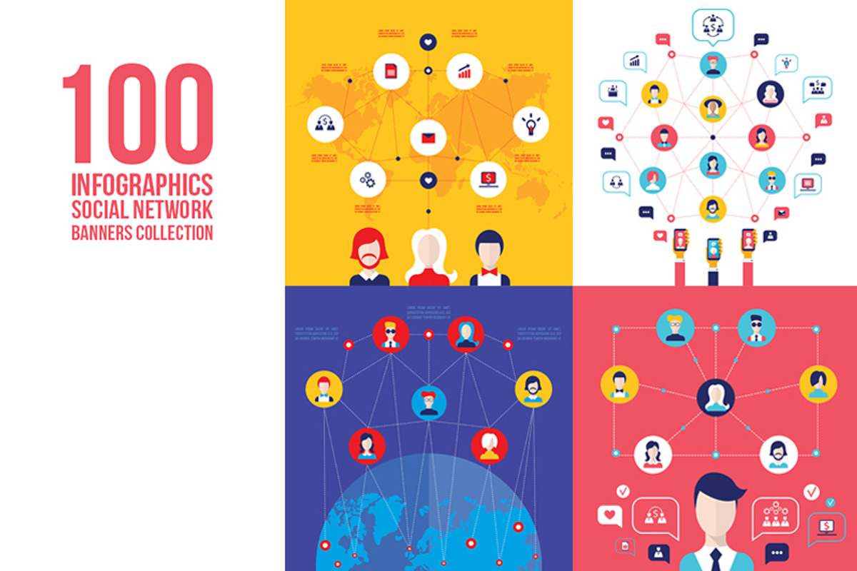 100 social network infographic set, a Person Illustration by Anttoniu (Photo 4 of 5)
