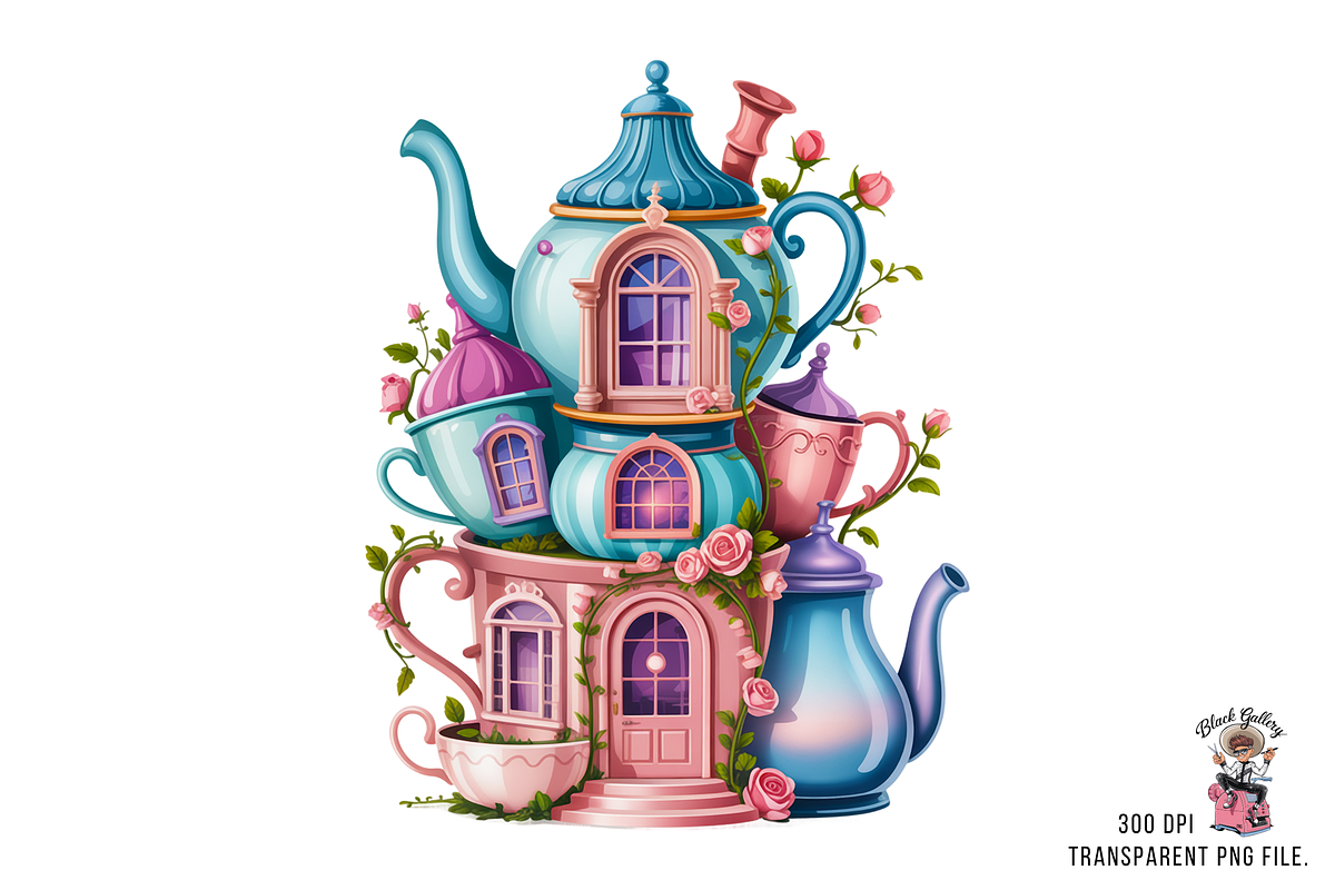 Teapot House PNG Clipart Bundle, a Graphic by Clipart Studio (Photo 3 of 11)
