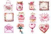 Romantic Mothers Day Clipart, an Illustration by Watercolor design (Thumbnail 3 of 10)