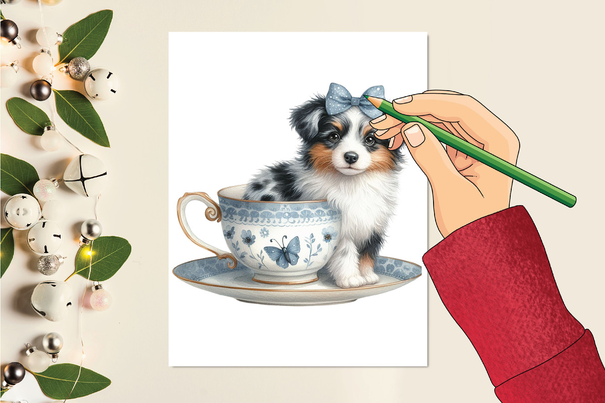 Watercolor Dog Teacup Clipart, an Illustration by CraftArtStudio (Photo 3 of 6)