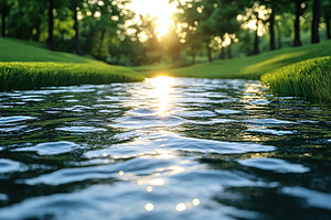 Lake in the park with sun rays, a Nature Photo by AlyaAnd