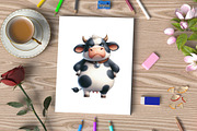 Watercolor Funny Grumpy Cow Clipart, an Illustration by CraftArtStudio (Thumbnail 3 of 5)