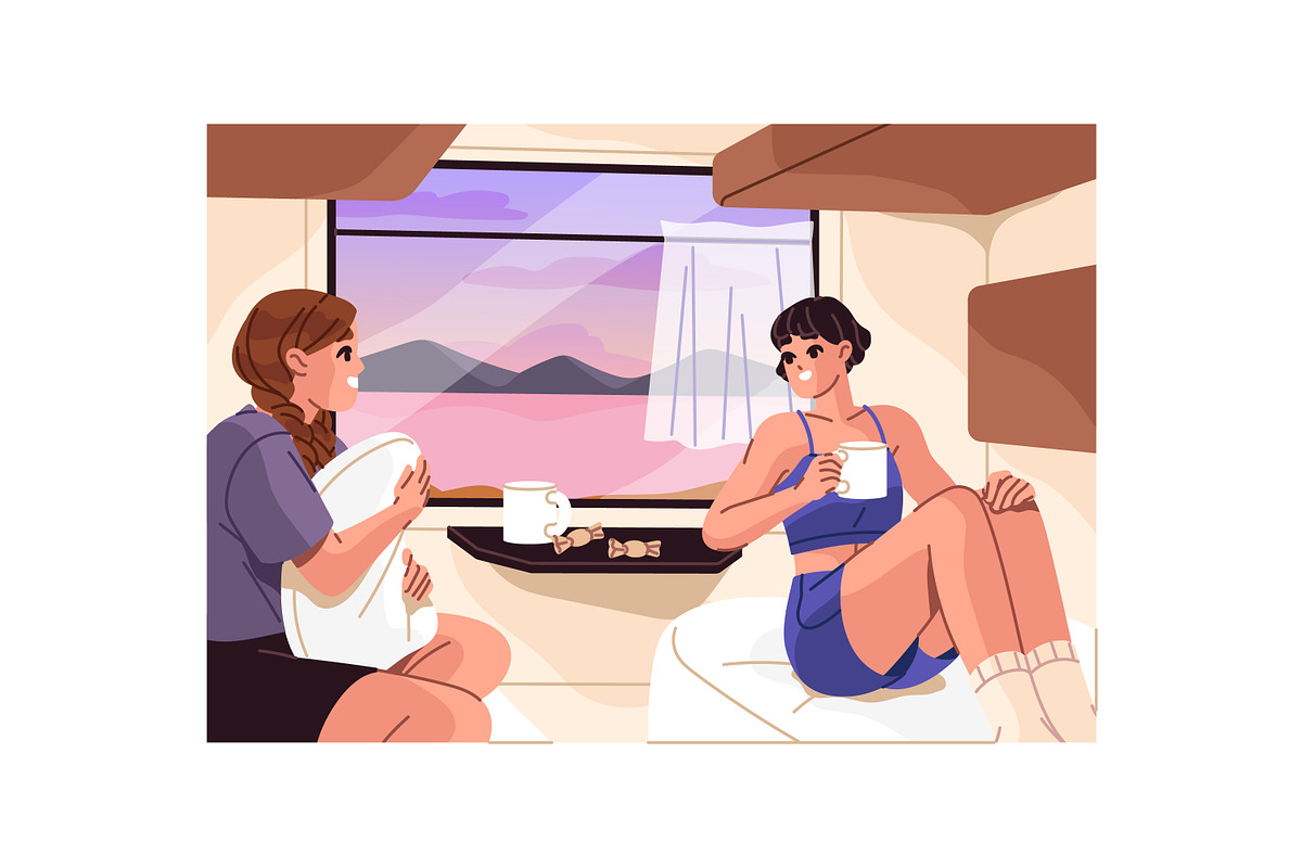People travel by train set, a Person Illustration by PaperTrident (Photo 4 of 6)
