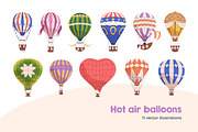 Hot air balloons for sky flying set, a Transportation Illustration by Good Studio (Thumbnail 1 of 7)