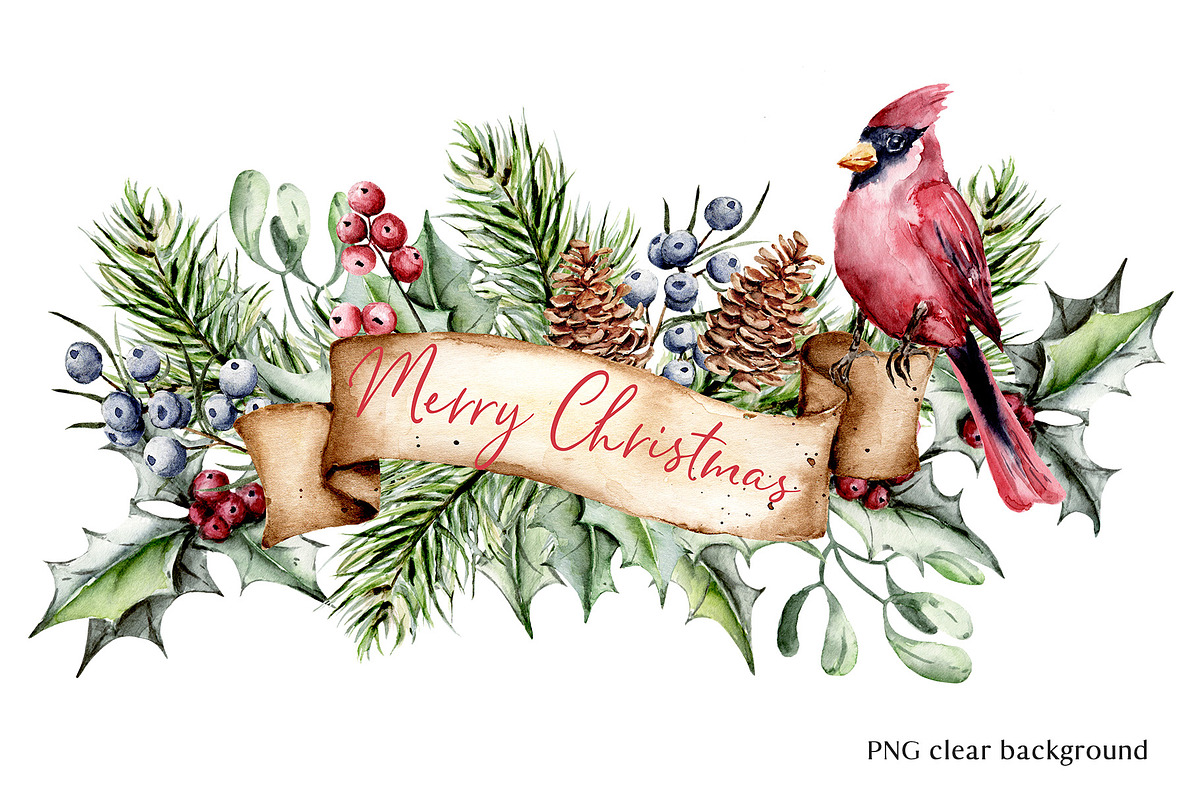 Christmas watercolor, PNG files, an Illustration by Larisa Maslova (Photo 6 of 10)