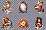 Hand-drawn Coquette Autumn Clipart, an Illustration by SVGArt (Thumbnail 5 of 8)