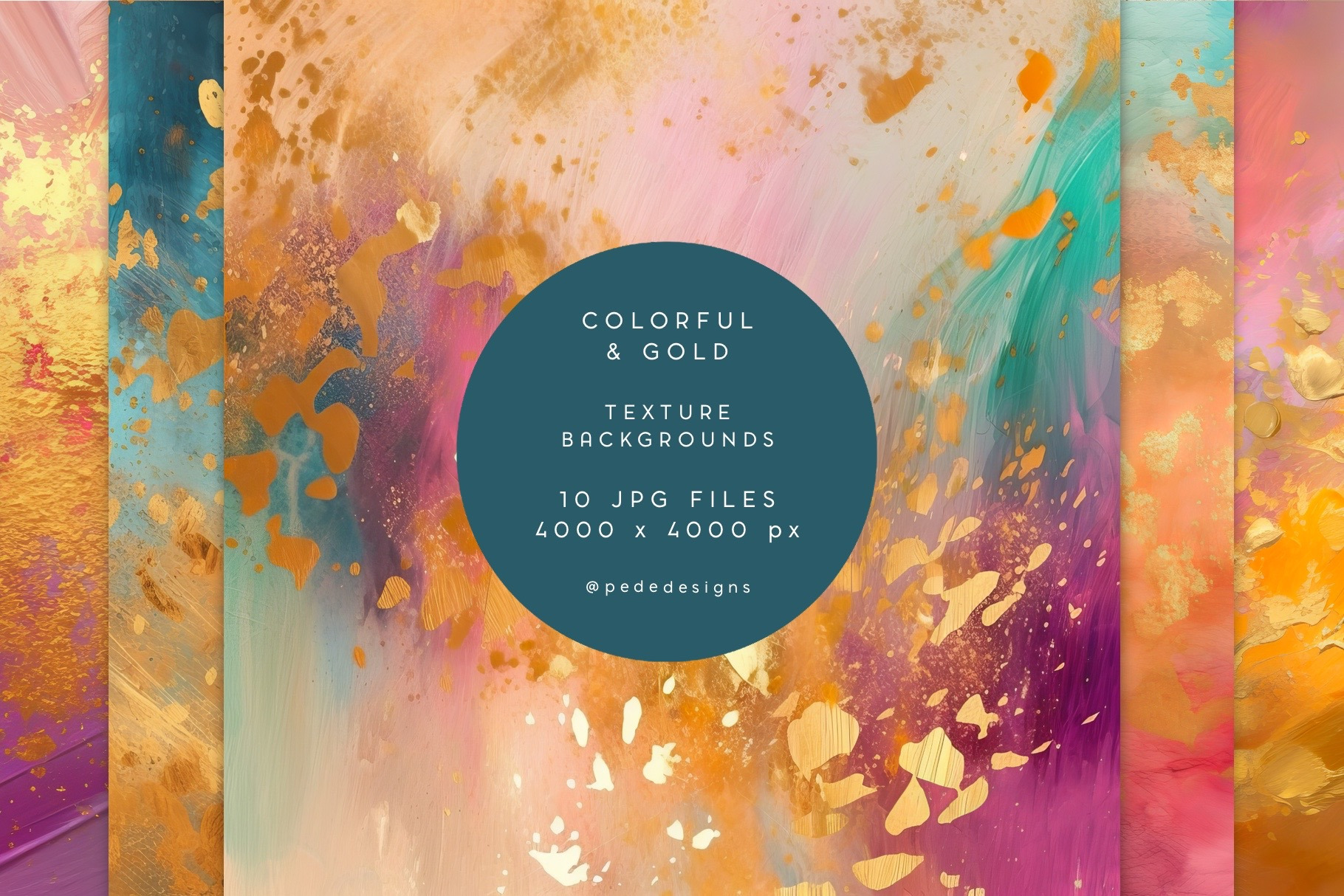 Colorful & Gold Textures, a Texture Graphic by PeDe Designs