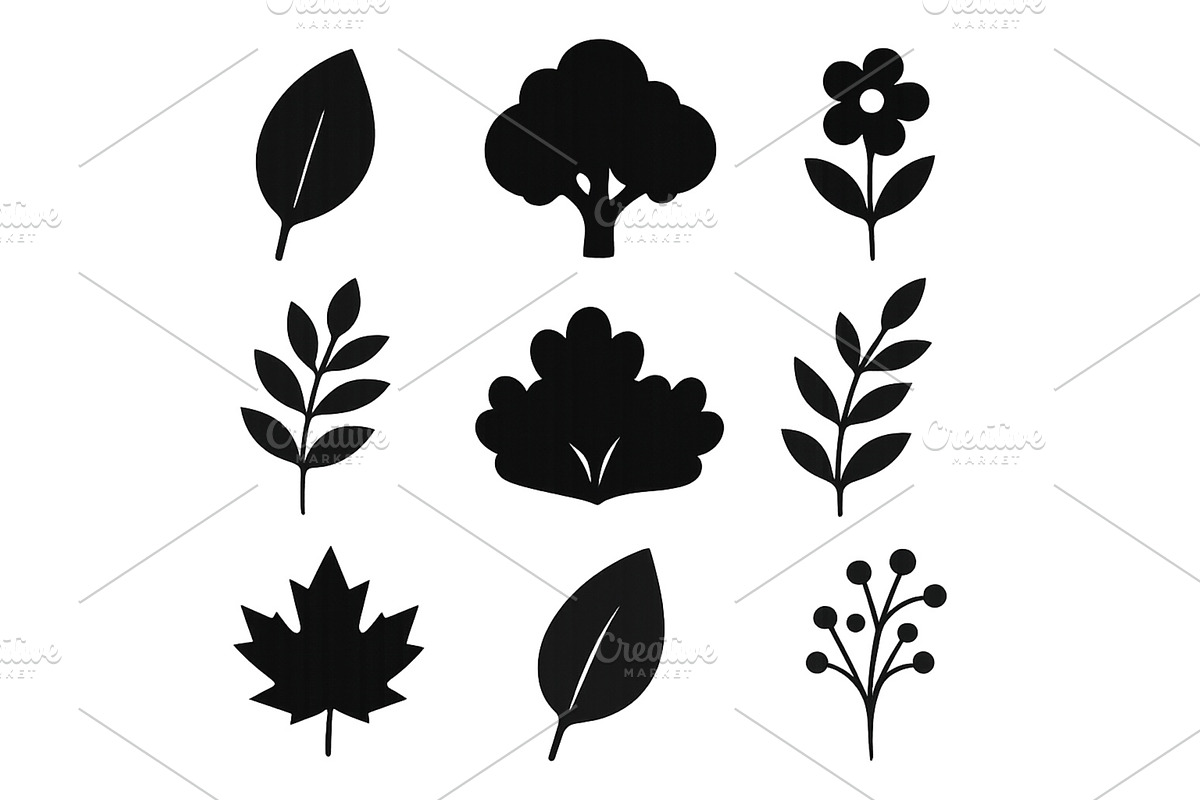 Various black silhouettes of plants, an Object Illustration by ZinetroN