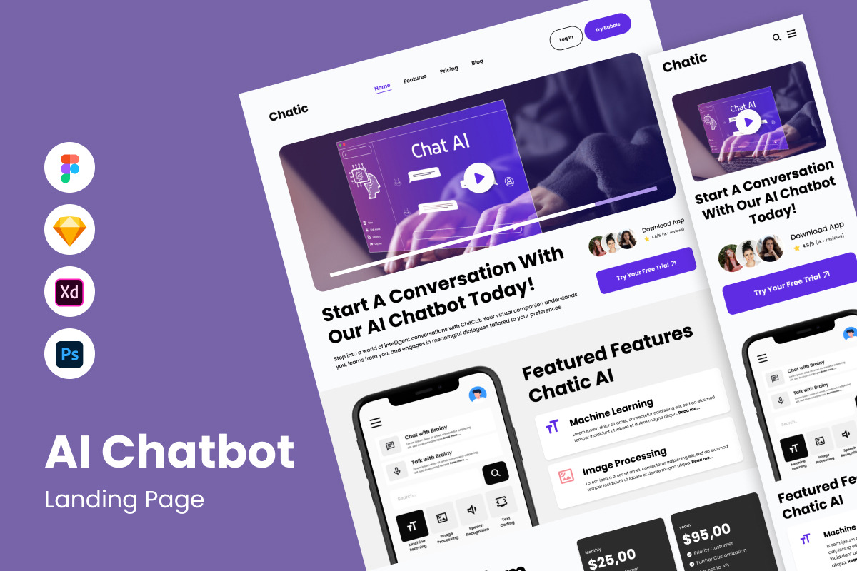 ChatChatic - AI Chatbot Landing Page, a Landing Page Template by twinstd