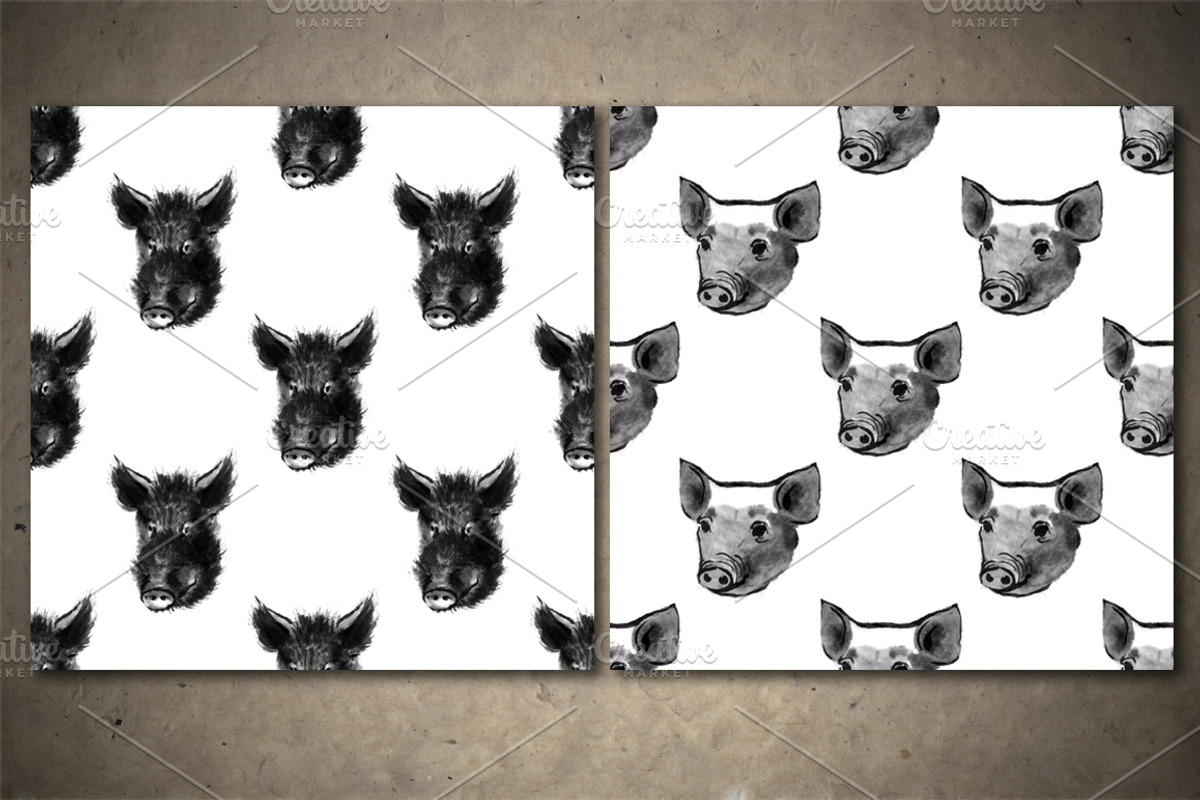 Pigs Sumi-e, an Animal Illustration by StabuLaRasa illustration (Photo 7 of 17)