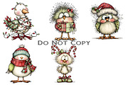 Whimsical Fluffy Christmas Birds, an Illustration by Craft Nest (Thumbnail 4 of 9)