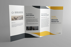 Double Gatefold Brochure Mockup Set