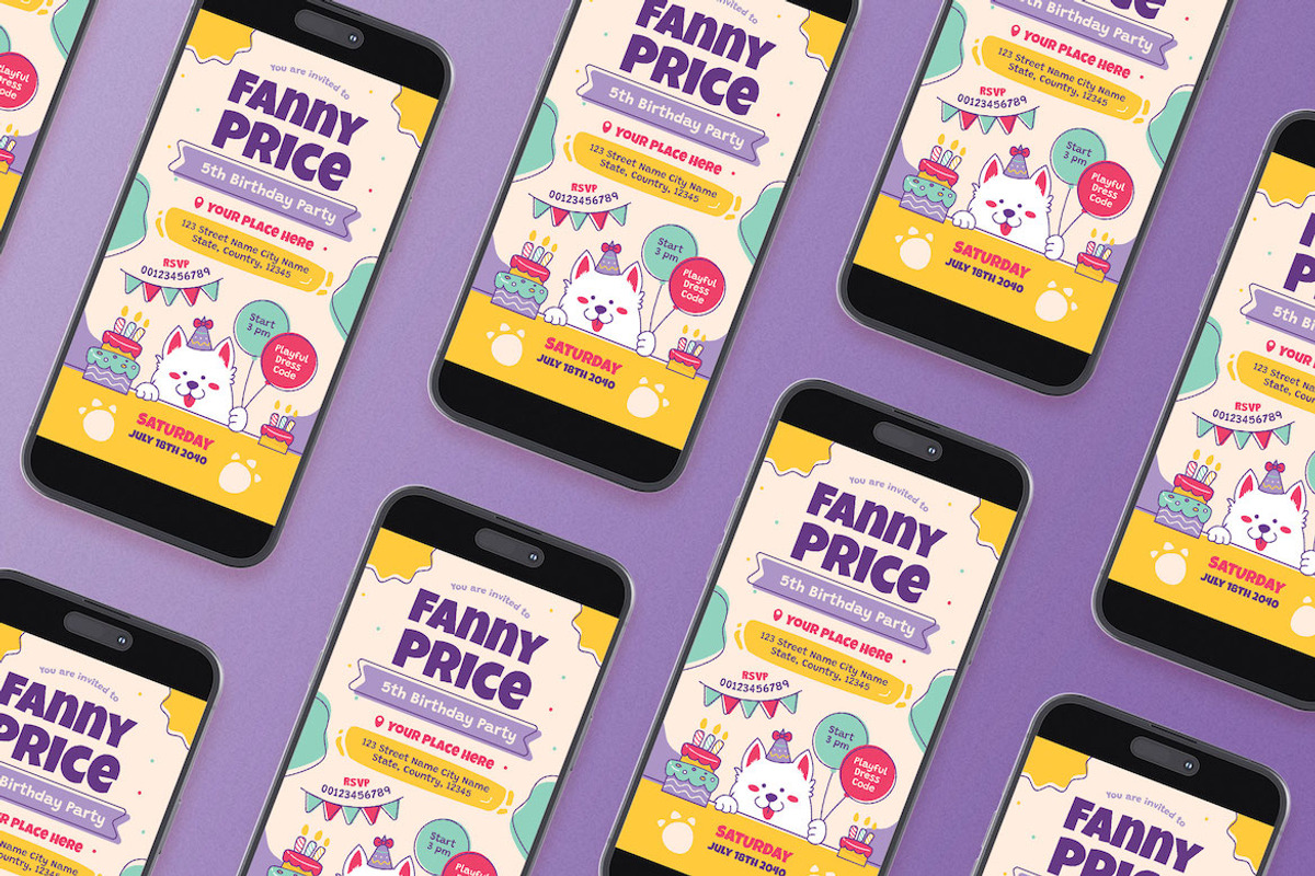 Purple Birthday Invitation Flyer Set, a Flyer Template by Aiyari Graphic (Photo 2 of 3)