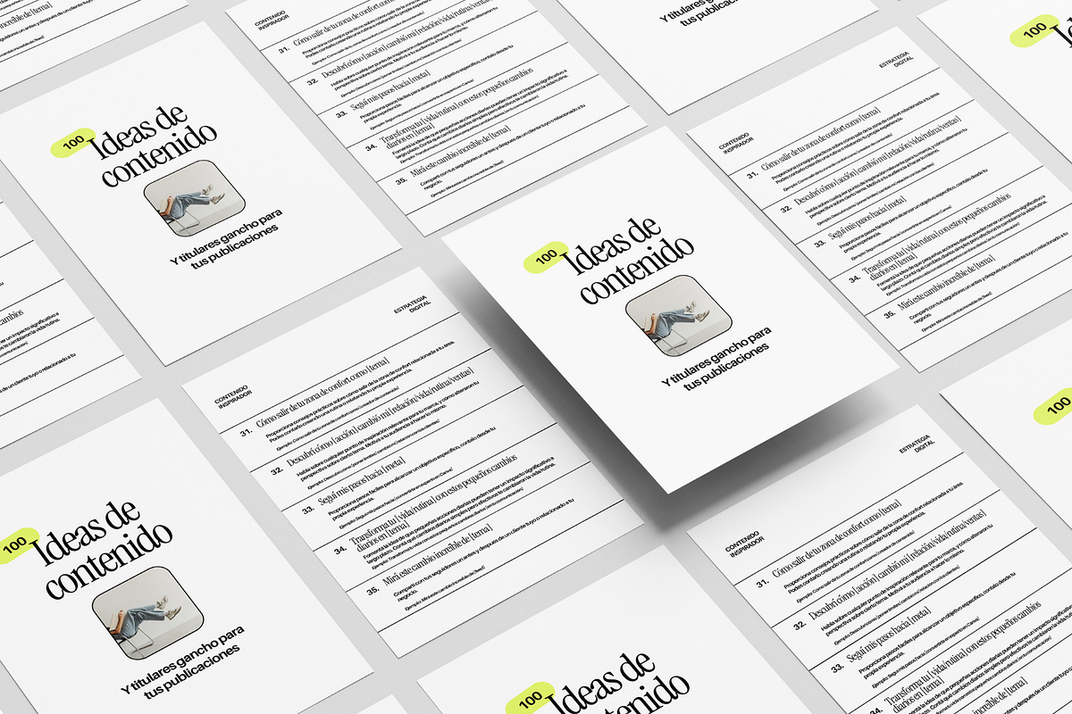 Ebook - 100 Ideas de contenido, a Social Media Template by Mila Estudio (Photo 4 of 4)