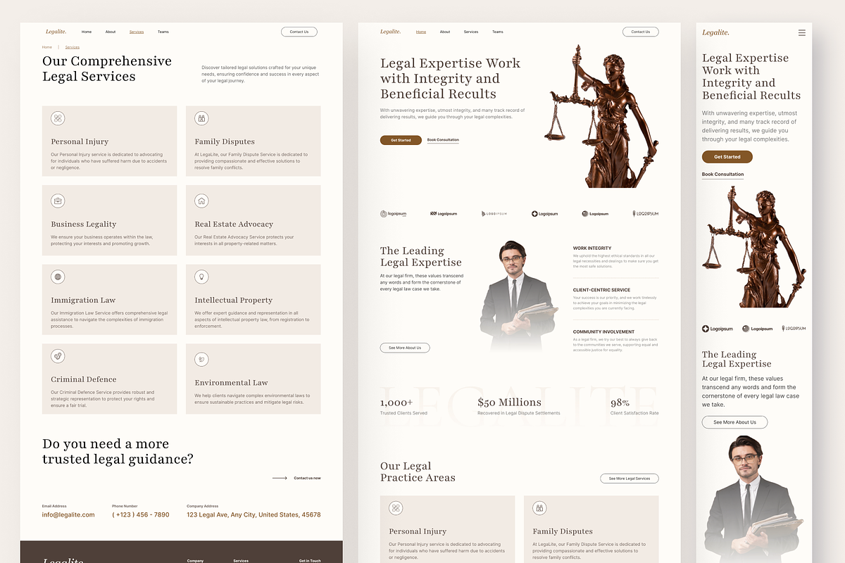 LegaLite - Law Firm Website Framer, a Websites & App Template by peterdraw (Photo 2 of 5)